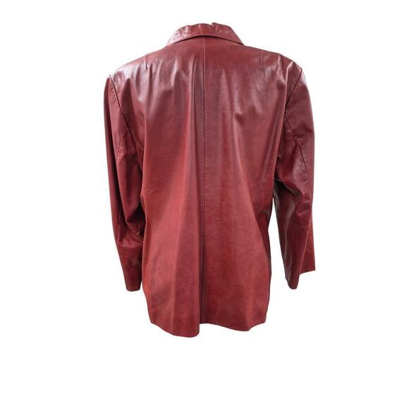 Lord & Taylor Leather Jacket sz 1X Red Orange Academia Preppy Vtg Y2K Capsule - Picture 3 of 6